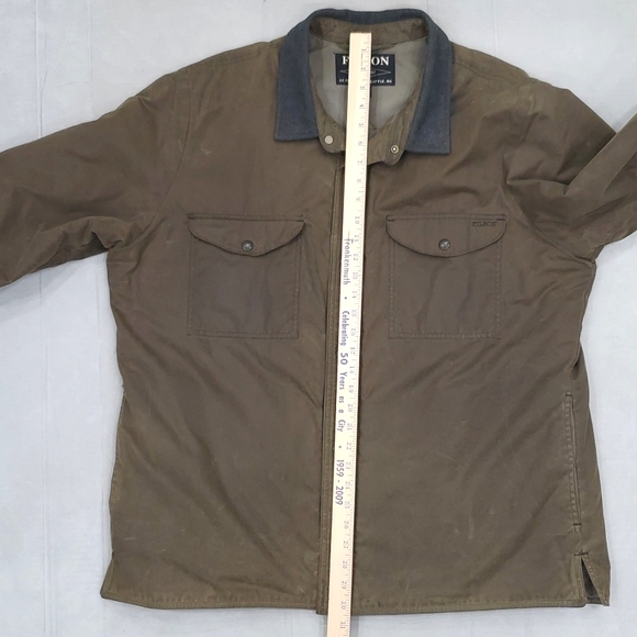 Filson waxed jacket men's XXL otter green quilt lining wool collar personalized - Picture 10 of 16
